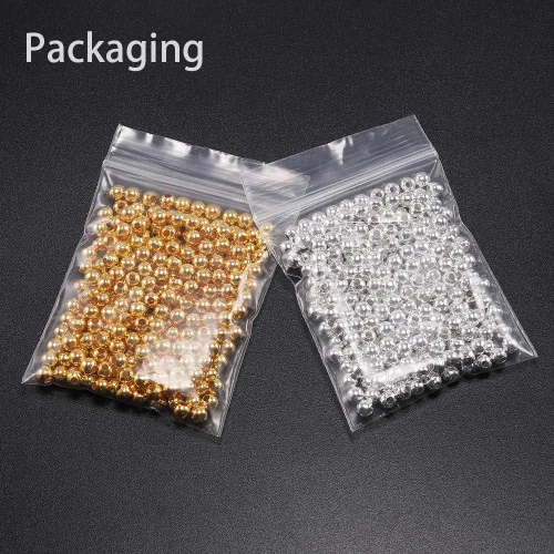 Vista 5 de 500 cuentas espaciadoras redondas de bronce de 0.079 pulgadas (0.079 in), cuentas de metal con semillas de extremo de bola lisas para fabricación