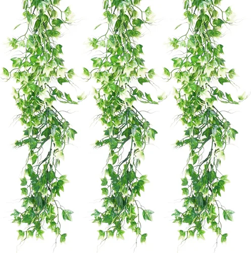 Vista 84 de RECUTMS Guirnalda artificial de otoño, plantas de vegetación sintética 1 pieza seda marrón