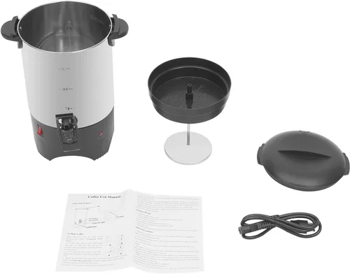 Vista 9 de Cafetera de acero inoxidable de 5.2L, cafetera comercial grande de 30 tazas, preparación rápida, percoladora de café de doble pared de 86.0-212.0