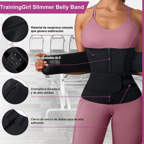 Vista 5 de TrainingGirl - Cinturón de entrenamiento de cintura para mujer, corsé con control de abdomen, banda de sudor para ejercicio, cinturón moldeador