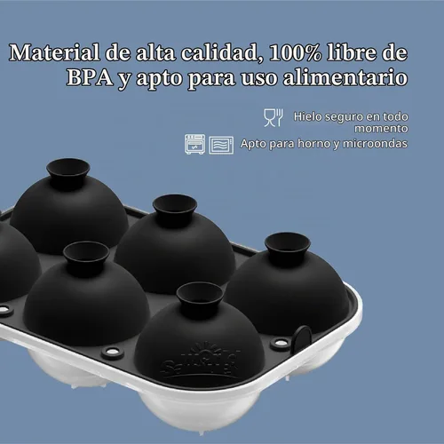 Vista 8 de Samuelworld - Gran molde para bolas de hielo con tapa, bolas de hielo de 6 x 2,5 pulgadas - Sin BPA, bandeja de hielo redonda de silicona fácil