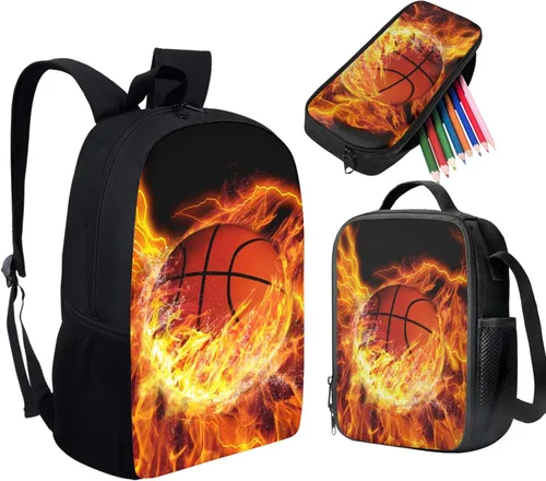 Vista 46 de HUGS IDEA Juego de 3 bolsas escolares con aislamiento térmico para el almuerzo, estuche para lápices