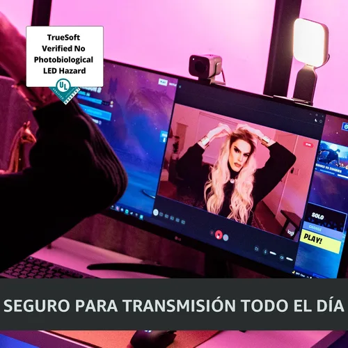 Vista 4 de Logitech para Creadores Litra Glow Luz LED Premium para Transmisión en Vivo con TrueSoft, montaje ajustable, iluminación de video para grabar