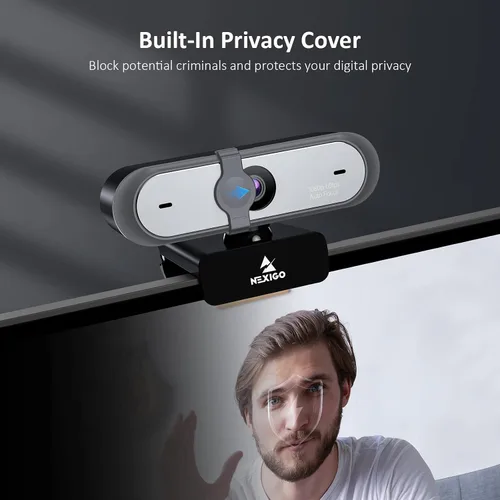 Vista 6 de NexiGo N660P - Cámara web 1080P 60FPS con control de software, micrófono dual y cubierta, enfoque automático, cámara web USB HD para ordenador
