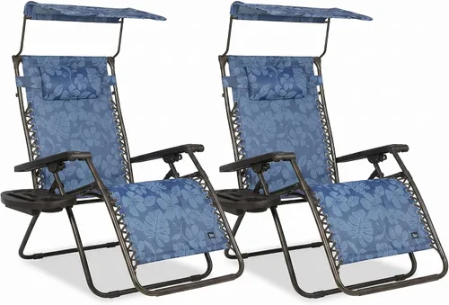 Vista 17 de Bliss Hammocks - Silla de gravedad cero con toldo y bandeja lateral, Jacquard café