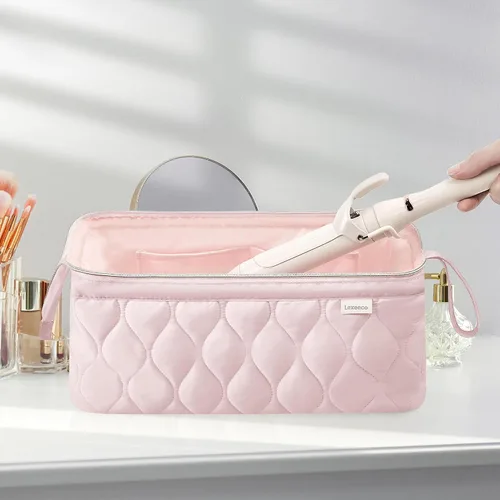 Vista 2 de Lexeeco Dyson Airwrap Travel Case for Shark Flex Style Fusion Hair Dryer Rosa