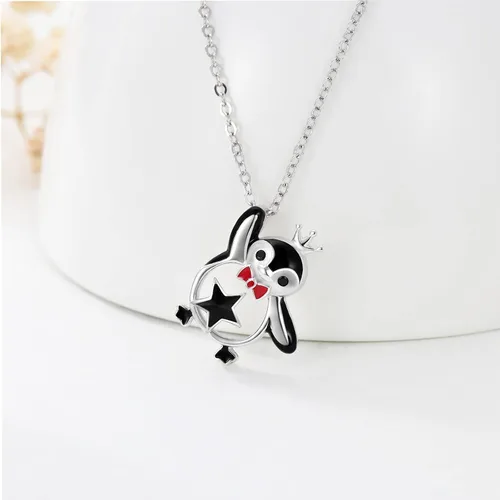 Vista 5 de Ocean Animal Necklace for Women Whale Mermaid Penguin Octopus Necklace 925 Sterling Silver Cute Animal Pendant Sea Animals Jewelry Gift for Mom