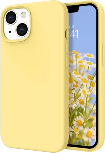 Vista 10 de DOMAVER Funda para iPhone 13, funda de teléfono para iPhone 13, silicona líquida, gel suave, forro de microfibra, funda protectora a prueba de Azul