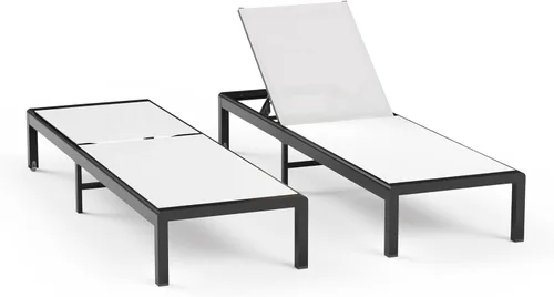 Vista 8 de Tumbona de aluminio para patio al aire libre con ruedas, color Caqui