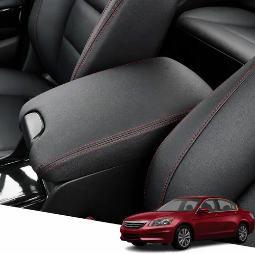 Vista 52 de Great-luck Funda de cuero para consola central, almohadilla para reposabrazos, accesorios de cubierta de caja (costuras rojas) para BMW X1 2023 2024