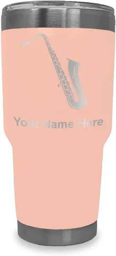 Vista 28 de LaserGram Vaso aislado al vacío de 20 onzas, saxofón, grabado personalizado incluido (negro)