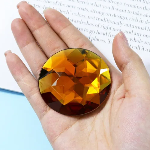 Vista 2 de Diamantes de imitación de parte trasera plana extra grandes de 2.047 in, 6 piezas redondas de acrílico ámbar grandes con parte trasera plana