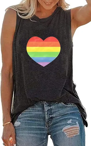 Vista 4 de Progress Pride Rainbow Flag Tank Top Women LGBTQ Equality Tank Tops Sleeveless Graphic Tee Shirt