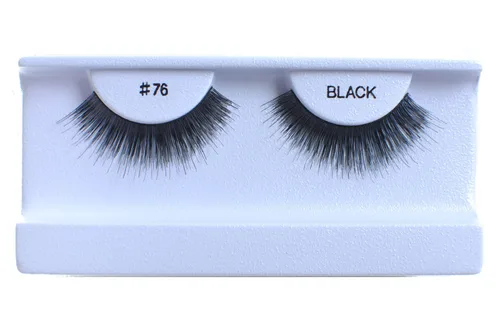 Vista 10 de 10 pares de pestañas postizas 100% cabello humano, negro natural #1