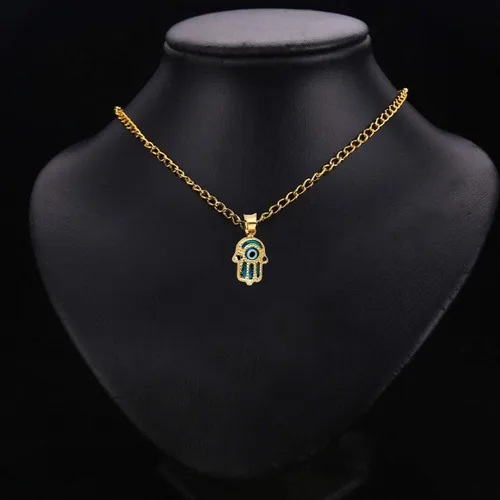 Vista 2 de TGDJ Colgante de mano Hamsa de ojo turco de oro amarillo de 14 k, Metal