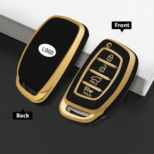 Vista 3 de Funda protectora inteligente de termoplástico con 4 botones para llave de Hyundai; funda compatible con los modelos Elantra, Ioniq, Sonata, Tucson