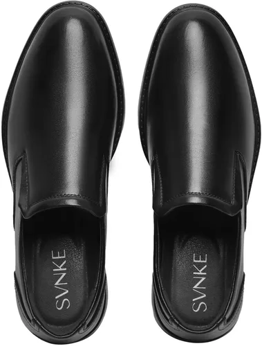 Vista 2 de Mocasines casuales sin cordones para hombre, zapatos elásticos con punta cuadrada, zapatos de vestir de boda, zapatos de lujo para oficina