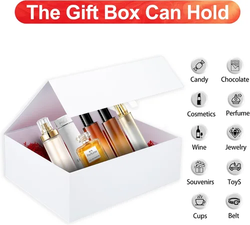 Vista 5 de Rsgift Paquete de 3 cajas de regalo de 18 x 15 x 6.1 pulgadas, cajas de regalo de colores surtidos con tapas, cajas plegables para propuestas