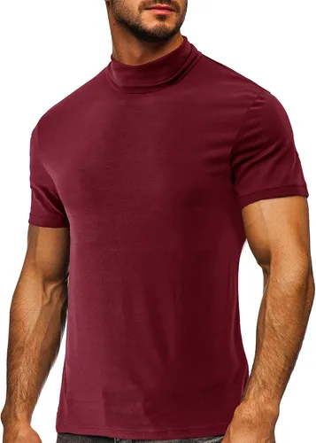 Vista 6 de Camisas térmicas de manga larga/corta para hombre, cuello alto, ajustadas, para hombre Estilo1-caqui