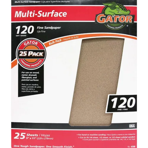 Vista 13 de Gator - Hojas de lijado multisuperficie de 9 x 11 pulgadas, grano 36, paquete de 25