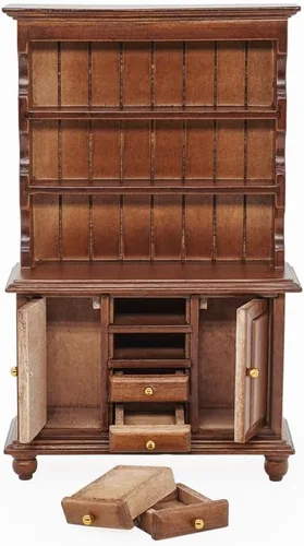 Vista 4 de Odoria 1/12 - Muebles en miniatura para casa de muñecas, color marrón
