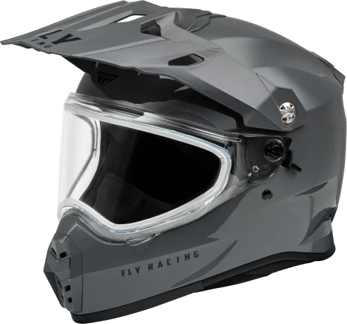 Vista 10 de Fly Racing Trekker Cold Weather MX ATV Off-Road Motorcycle Helmet Pizarra/Negro/Rojo (Dual Shield)