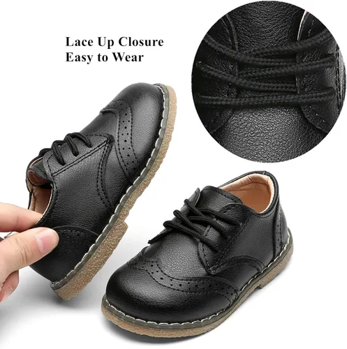 Vista 10 de DADAWEN - Zapatos de vestir para niña con cordones para uniforme de Oxford, cómodos, mocasines (niños pequeños)