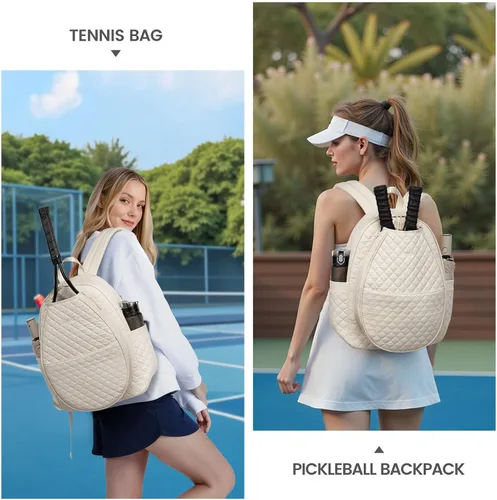 Vista 2 de Sucipi Bolsas de tenis para mujeres, Mochila bolsa acolchada para raqueta de tenis para raqueta de tenis, palas de pickleball, bádminton