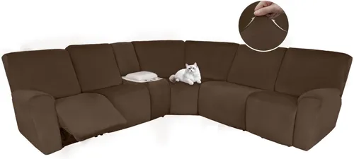 Vista 52 de HDCAXKJ Fundas de sofá seccional reclinable de terciopelo, cubierta de sofá seccional en forma de L, lavable, elástica, suave, para rincón