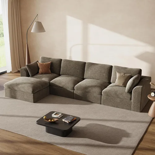 Vista 42 de Sofás seccionales Cloud de 110 pulgadas para sala de estar, sofá convertible sin hueso en forma de L con otomana, juego de sofá modular de gran