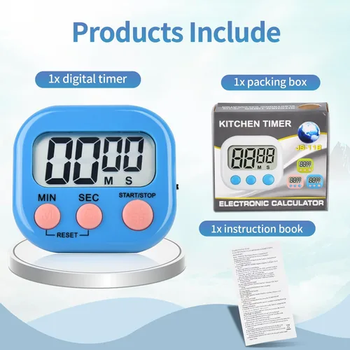 Vista 3 de Paquete de 24 temporizadores digitales de cocina, temporizador digital magnético con pantalla grande, temporizador de cocina con anillo fuerte