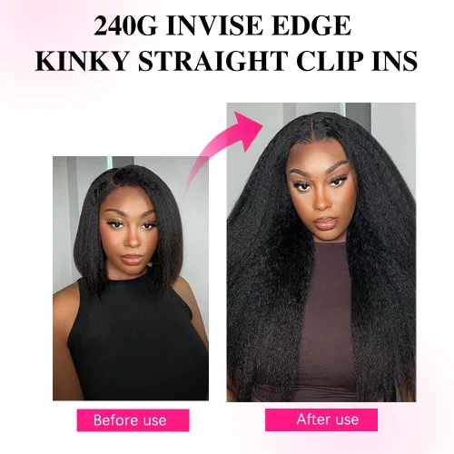 Vista 5 de Invisi - Extensiones de cabello humano con clip, 2 unidades de 8.47 oz, 16 unidades, extensiones de cabello humano Remy lacio, invisible