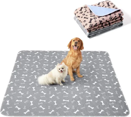 Vista 17 de Eterish Paquete de 2 almohadillas reutilizables y lavables para orina para perros, grandes, extragrandes, 36 x 41 pulgadas, paquete de 2 Beige