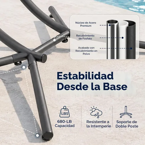 Vista 7 de SWITTE Silla doble colgante con forma de huevo con soporte, columpio de mimbre para exterior, 2 plazas, con cojín, para patio, dormitorio
