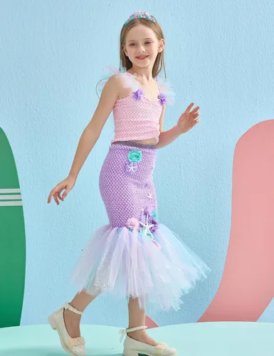 Vista 4 de Tutu Dreams Vestido de sirena para niñas, cumpleaños, fiesta de Halloween, ropa, regalos