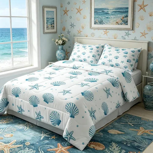 Vista 64 de Juego de edredón Lake Home Camper tamaño King, juego de ropa de cama náutica con ancla para niños, niñas, niños, adultos, decoración de dormitorio