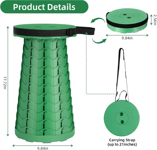 Vista 2 de Qiguet Taburete plegable, silla plegable, silla portátil mejorada con capacidad de carga de 400 libras, taburete portátil para camping, pesca