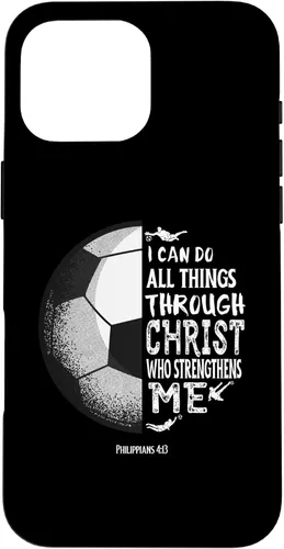 Vista 19 de Funda para iPhone 17 con versículo bíblico de fútbol Christian Sayings Philippians 4:13