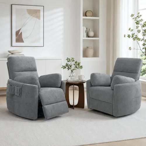 Vista 10 de Extra Wide Power Swivel Rocker Recliner Chair Nursery,Light Gray