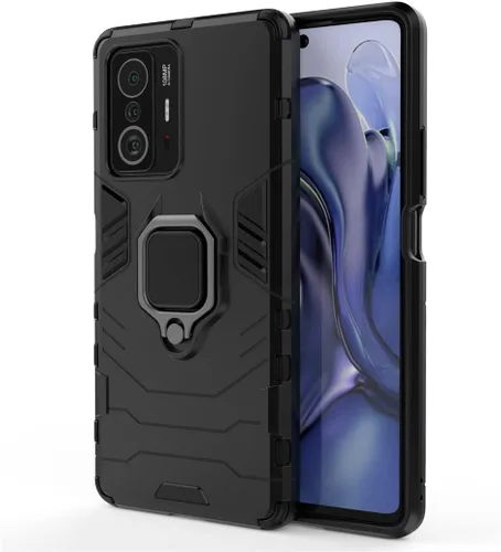 Vista 5 de MaiJin Compatible con Xiaomi Mi 11T, funda Mi11T Pro, soporte de agarre de anillo de metal, parachoques duro a prueba de golpes