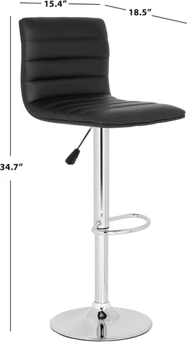 Vista 3 de Safavieh Home Collection Arissa - Taburete de bar giratorio ajustable de 23.8 a 29.9 pulgadas, color negro