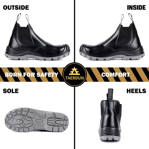 Vista 2 de TAERDUN Steel Toe Work Boots for Men Slip-on Chelsea Boot, Men's Industrial & Construction Shoes, Waterproof, Lightweight, Comfortable, Non-slip