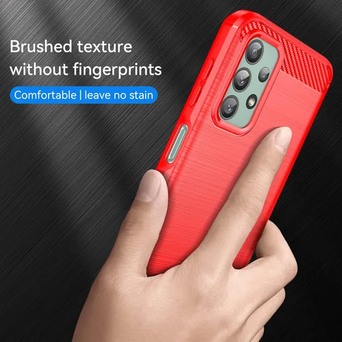 Vista 4 de M MAIKZI - Funda para Samsung Galaxy A23, TPU cepillado rojo, con protector de pantalla HD