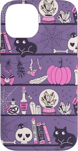 Vista 4 de iPhone 16 Vintage Witchy Magical Witch Tool box Cute Halloween Purple Case