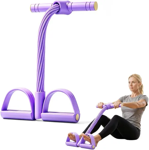 Vista 10 de 21 bandas de resistencia de fitness, 4 tubos de pedal de tobillo, banda de resistencia con mango, dispositivo de resistencia de pedal desmontable