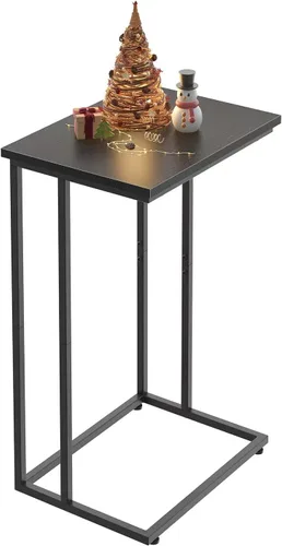 Vista 6 de Innerjoin Mesa auxiliar en forma de C, mesa auxiliar C para sofá, sofá y cama, mesa de bandeja de TV que se adapta a espacios pequeños, sala de Negro