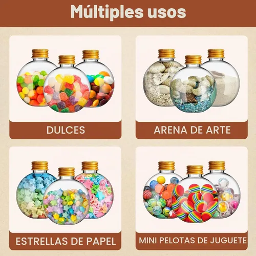 Vista 7 de 30 botellas de plástico para arte de arena, 6 onzas, forma de Dorado