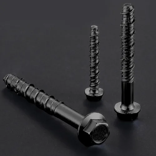 Vista 3 de Wensilon Tornillo de hormigón chapado en epoxi negro de 1/2 x 3 pulgadas, resistente a la corrosión, grosor real de 9/16 pulgadas (0.551 in)