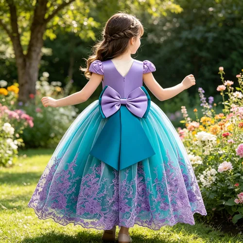 Vista 2 de Vestido de princesa de sirena para niñas, disfraz de sirena para Ariel