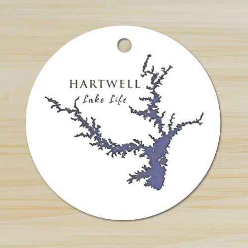 Vista 3 de Hartwell Lake Life - Adornos de Navidad impresos de doble cara, adornos redondos impresos para Halloween, Acción de Gracias, decoración colgante